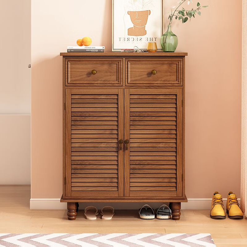 Rangement à chaussures de style américain minimaliste, Bois brun foncé
