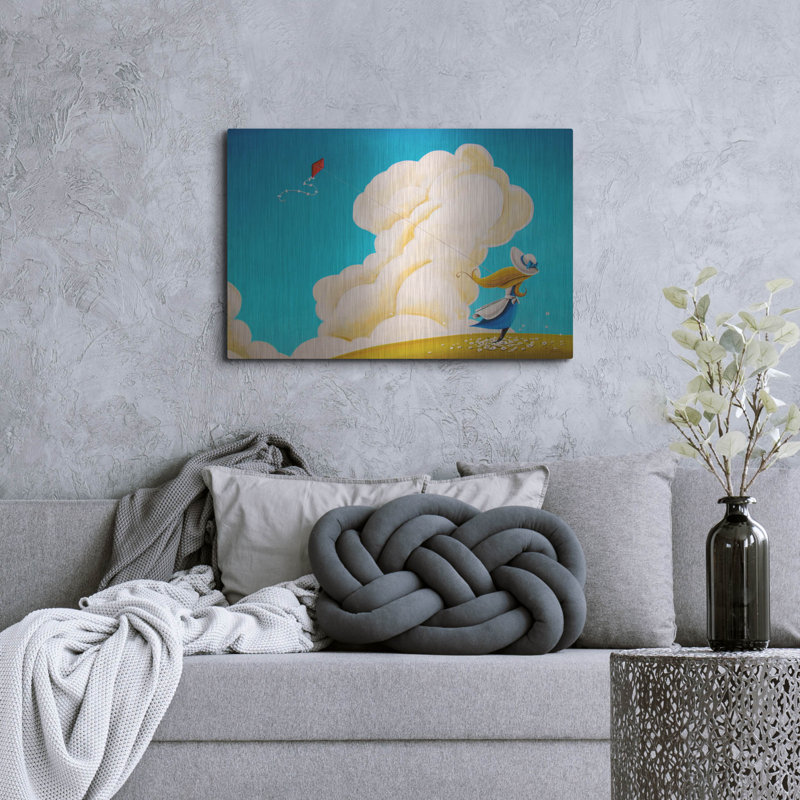 «Wall and String» par Cindy Thornton, art mural en métal de luxe, 24 po x 16 po, H 24 po x l 36 po