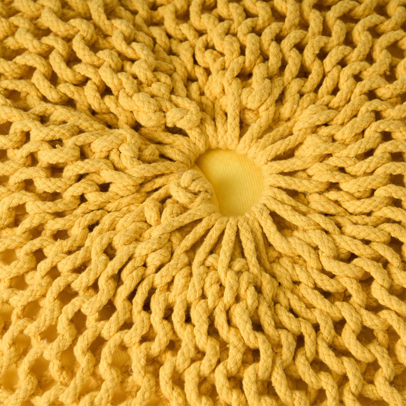 Pouf rond en coton bordeaux Bordeaux, siège doux et polyvalent pour tout espace de vie, parfait pour se détendre, Jaune