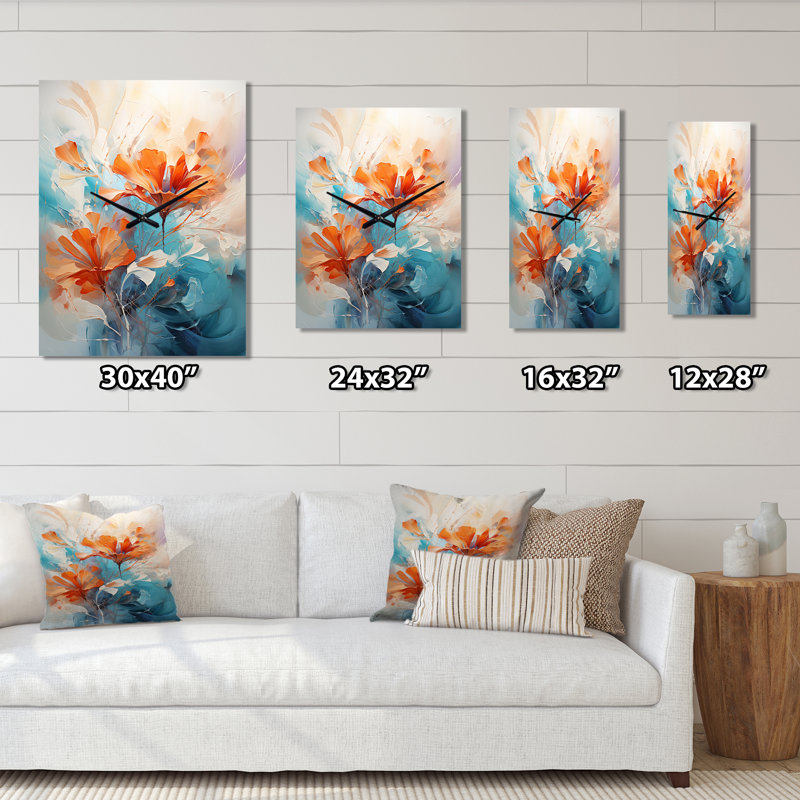 Horloge murale impressionniste beige et bleue Whispering Breeze I, Grand