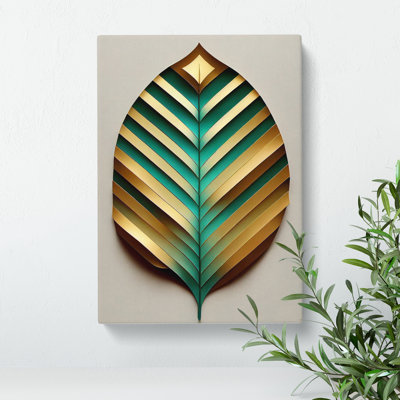 Art Deco Leaf No.5 - Wrapped Canvas