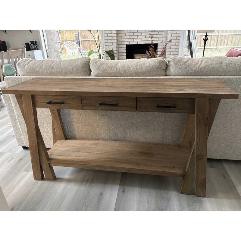 Rustic Recycled Teak Console Table, 31" H x 47" W x 16" D