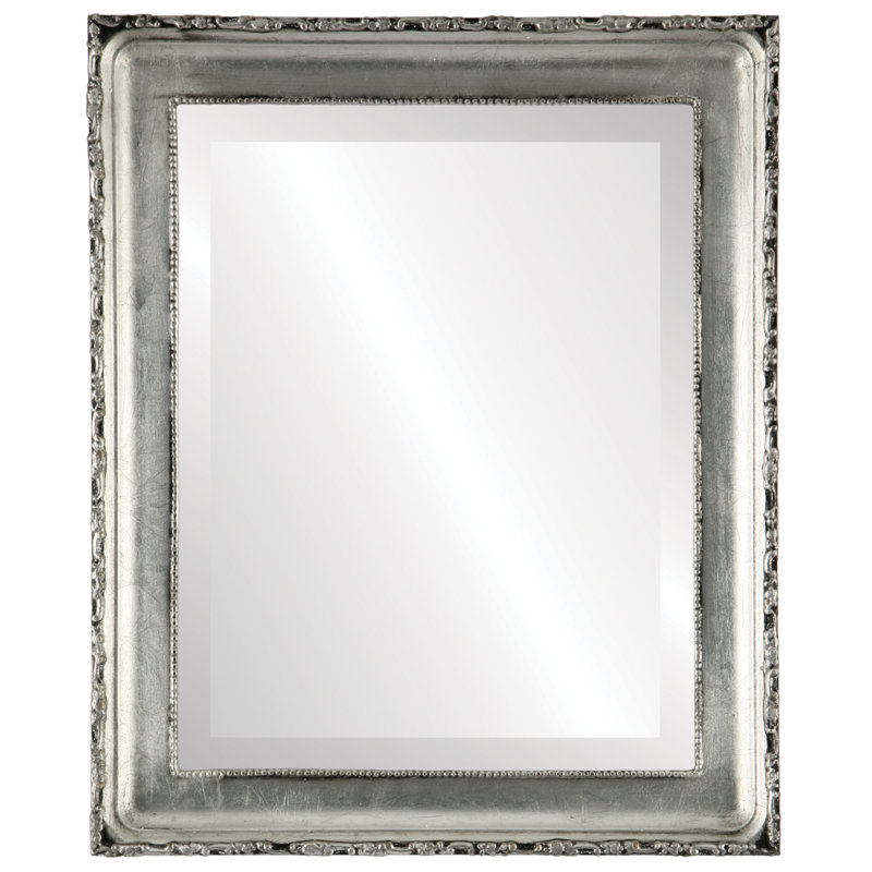 Miroir décoratif biseauté Reposa, H 18,63 po x l 14,63 po, Feuille d'argent / noir antique