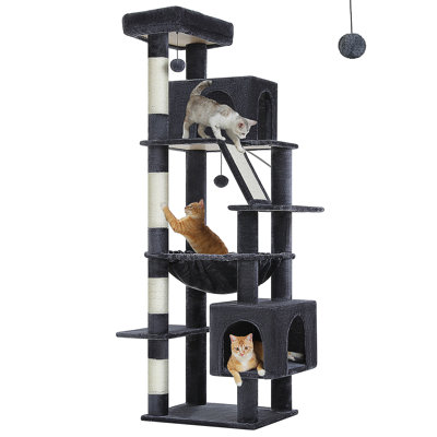 Grand arbre à chat Cactus 71 po pour grand chat 20 lb avec hamac très grand, tour pour chat robuste avec 4 poteaux à griffer en sisal et 2 condos spacieux pour les grands chats adultes Maine Coon