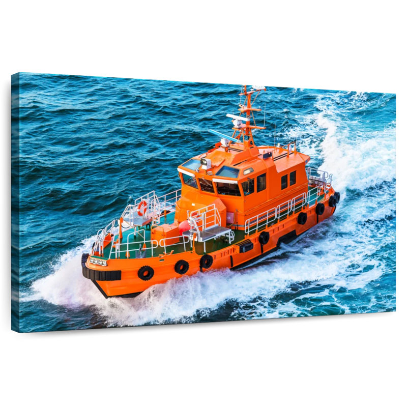 Mehar Coast Guard Rescue Boat, 8" H x 12" W