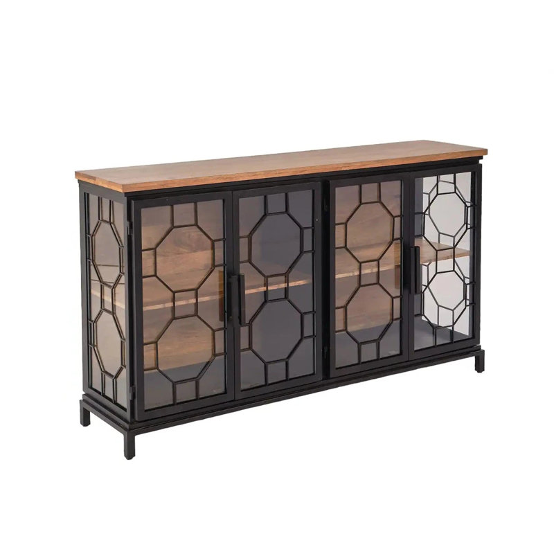 Mariani 4 Door Cabinet With Wooden Shelf
