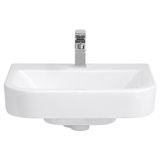 Equility White Fireclay U-Shaped Wall Mount Bathroom Sink with Overflow