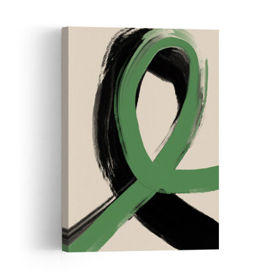 Green Ribbon Flow Abstract Contemporary Minimalist Wall Art Print by Treechild - Wrapped Canvas Print