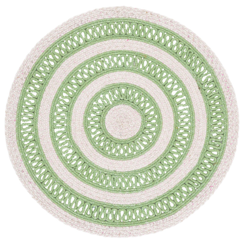 Tapis d'intérieur tressé à la main sans motif, Rond 3 pi 0 po x 3 pi 0 po