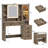 Vanity Desk with LED Mirror & RGB Jewelry Cabinet, Makeup Table with 5 Drawers, Charging Station & Storage Stool, Farmhouse Dressing Table for Bedroom-1412352775
