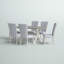 Ensemble de table et chaises de cuisine 7 pièces comprenant une table de salle à manger rectangulaire avec pieds en X et 6 chaises rembourrées en tissu de lin gris, lin brossé blanc-986784948-986784970-986903595