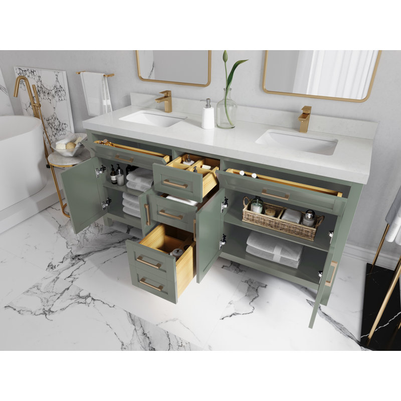 Cambridge 72'' Double Bathroom Vanity with Top, Calacatta Gold