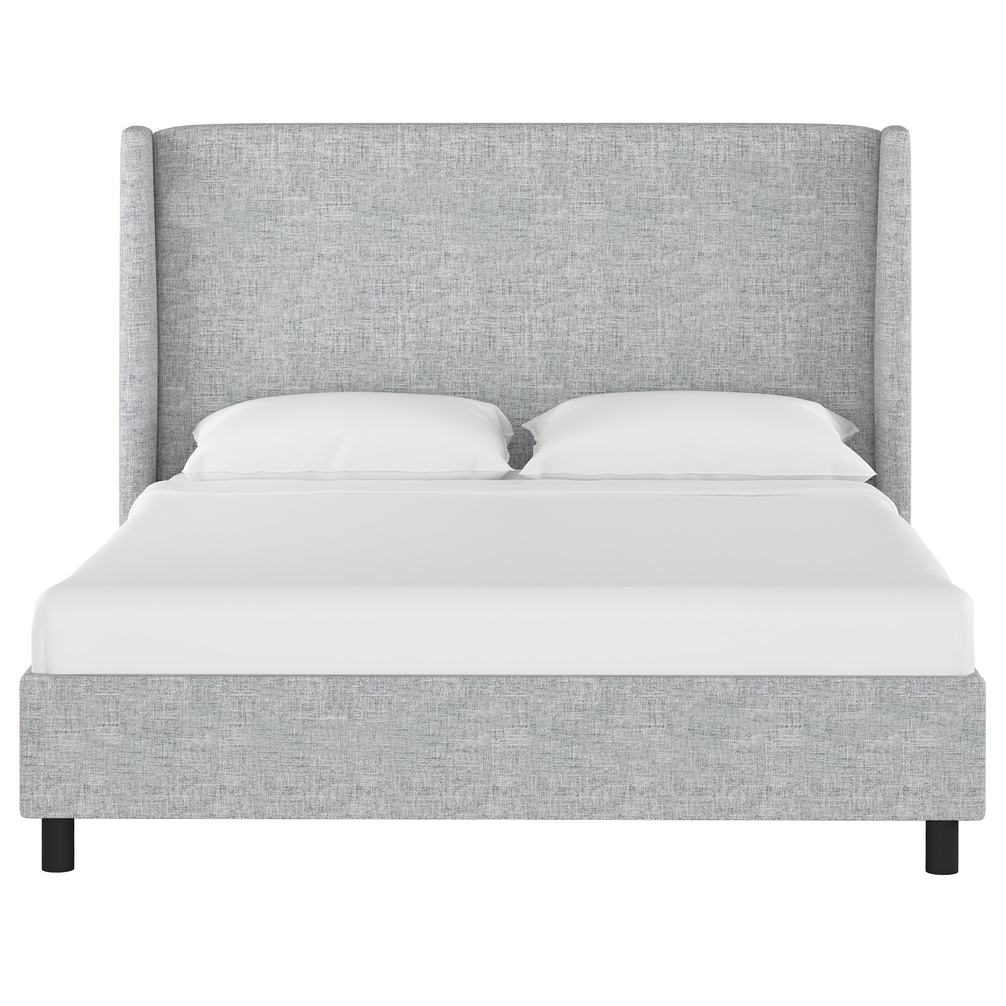 Tilly Upholstered Low Profile Platform Bed, Zuma Pumice Textured Linen, Queen