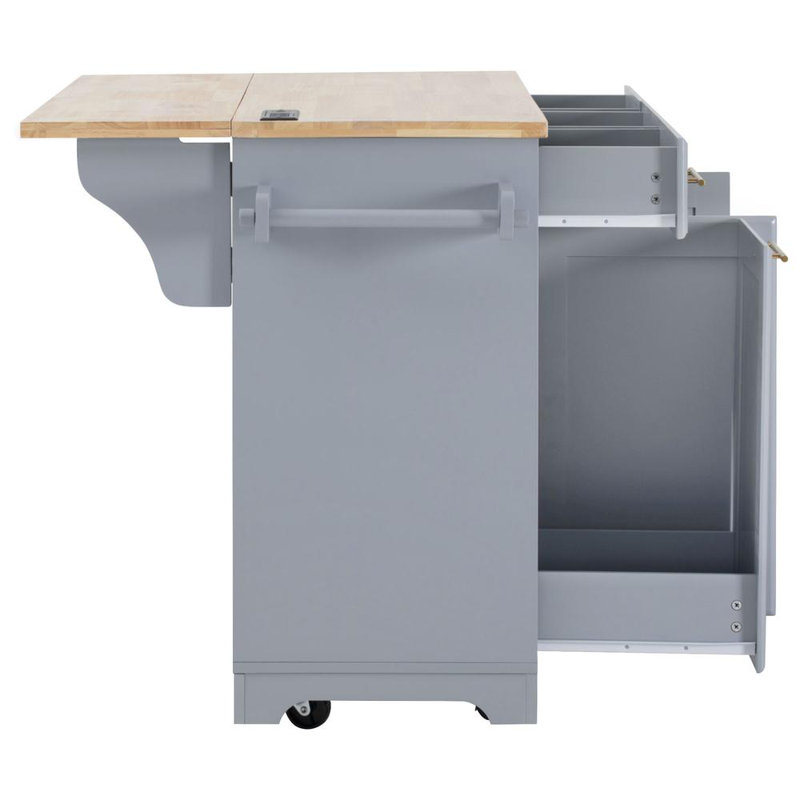 Arnola 59.3" W Kitchen Island Cart, Gray
