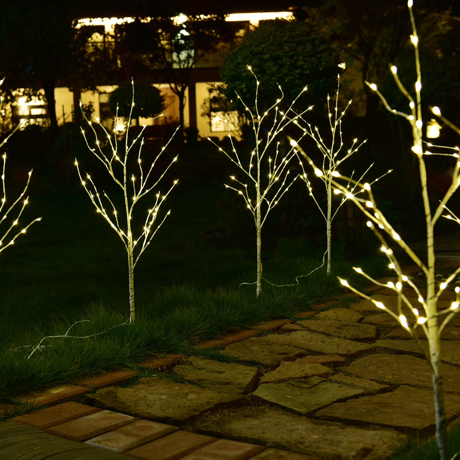 32" Willow Lighted Branches, White