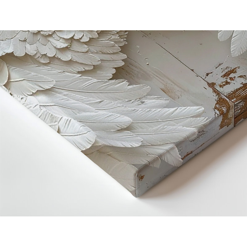 Toile, art mural ailes d'ange blanches, minimaliste spirituel sur bois rustique, H 11 po x l 14 po