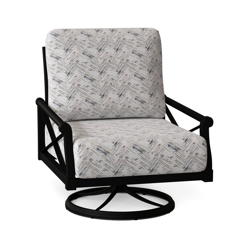 Chaise berçante avec coussins Andover, Noir texturé, Toile bleu marine Sunbrella®
