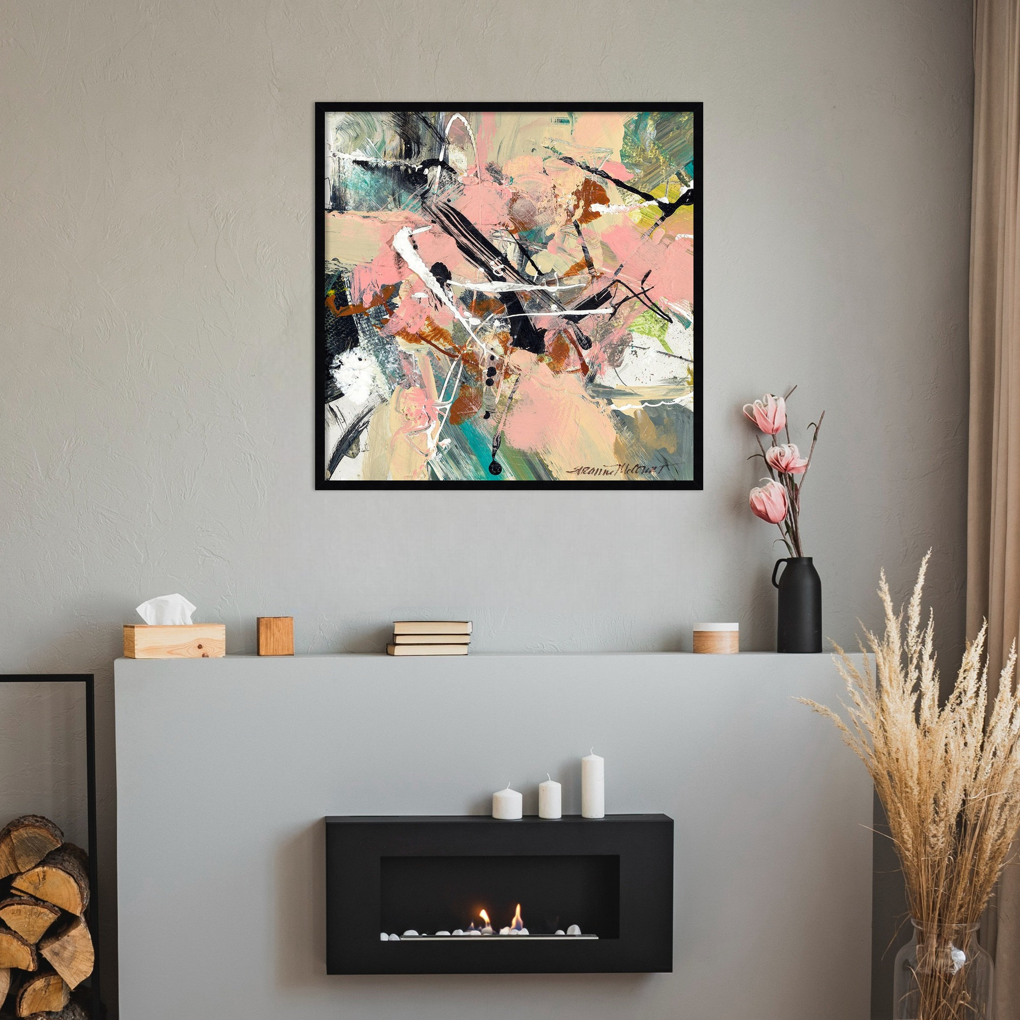 Graceful by Sutter Wood Framed Wall Art Print, 33" H x 33" W, Black