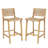 Fielder 28'' Seat Height Coastal Farmhouse Outdoor Armless Bar Stool With PE Wicker Seat And Acacia Wood Frame-113300772-112328612-112328613