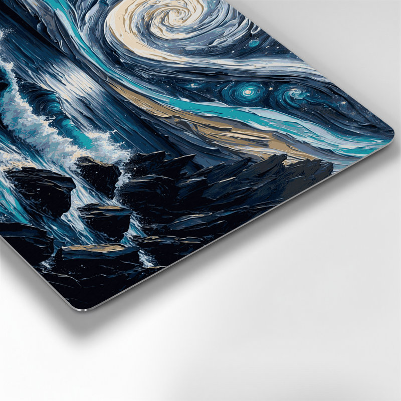 Art mural en métal Coastal Coastal Night Sky Gray, H 12 po x l 18 po