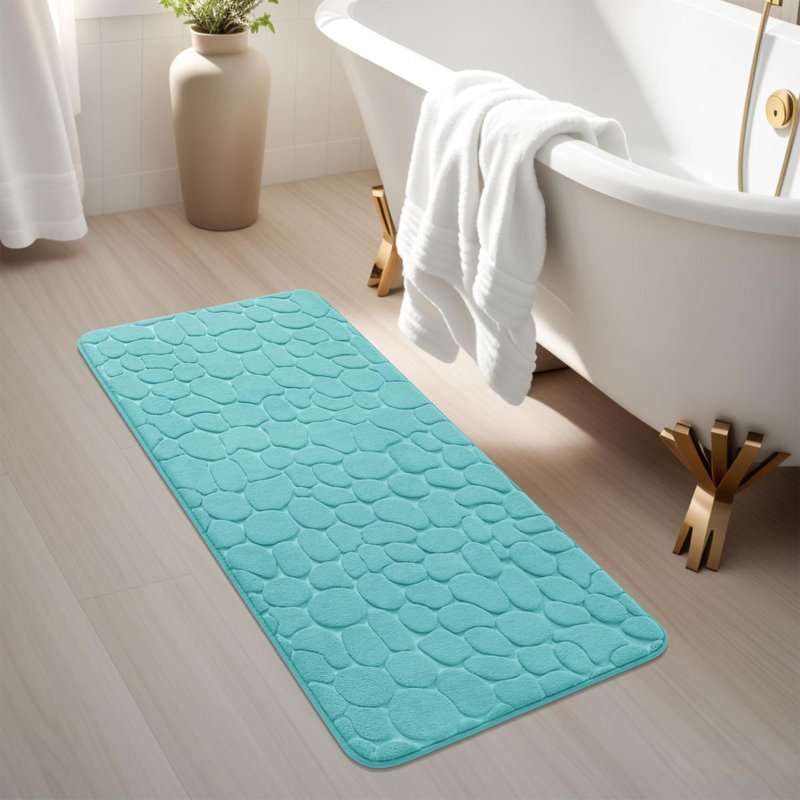 Nejka Memory Foam Non-Slip Bath Rug, Teal