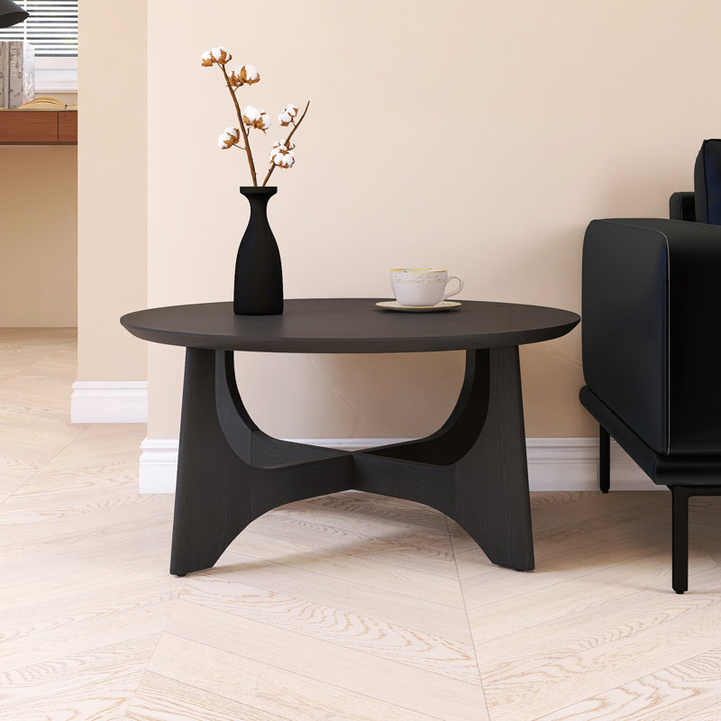 Table basse ronde pour le salon, H 18 po x l 36 po x P 36 po, Noir, noir, noir, noir