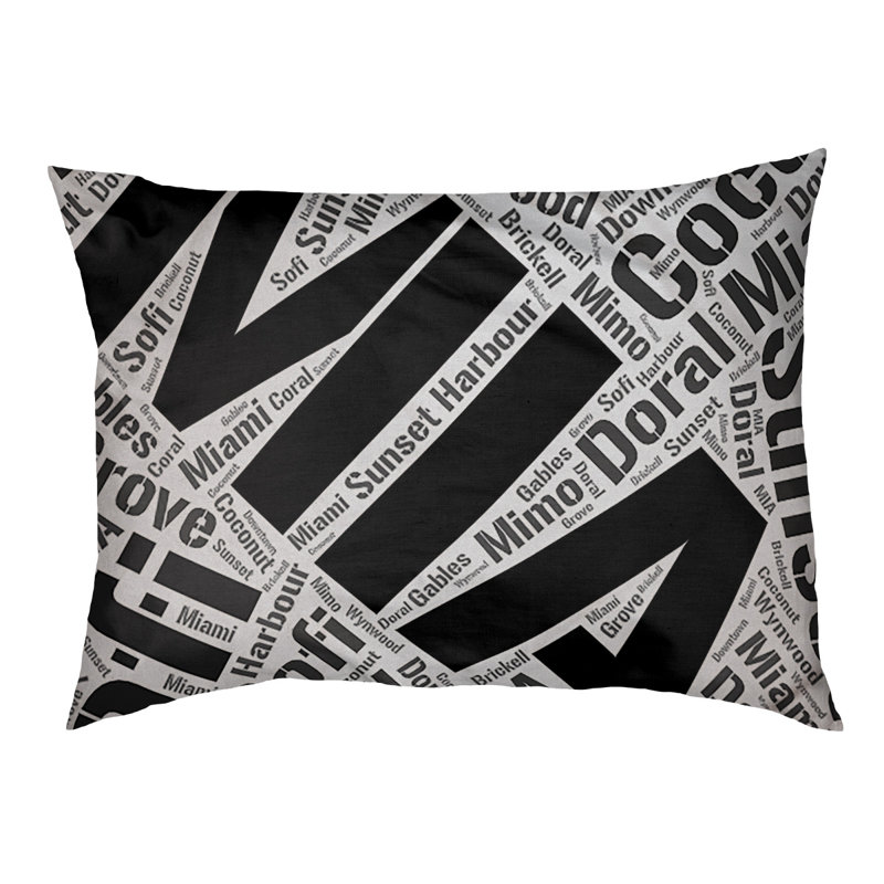 Coussin de chien « districts », Miami, Grand (l 40 po x P 30 po x H 14 po), Noir