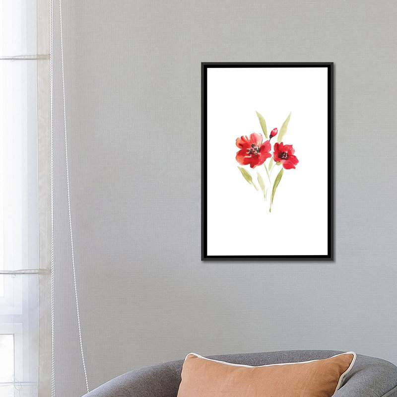 " Poppies " by Melissa Selmin, 26" H x 18" W x 1.5" D, Black Framed Canvas, No Mat