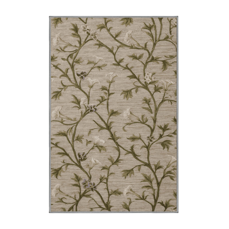  Washable Beach Morning Glory Coastal Area Rug, Rectangle 2' x 3'