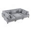 Ensemble de canapé modulaire 6 pièces 6 pièces Fauteuil sans accoudoirs en velours côtelé gris 3 sièges de coin 2 coussins de salon 1 coussin