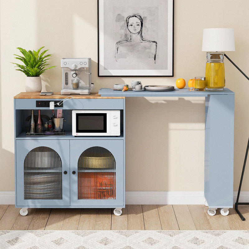 Solid Wood Top Kitchen Island, Gray