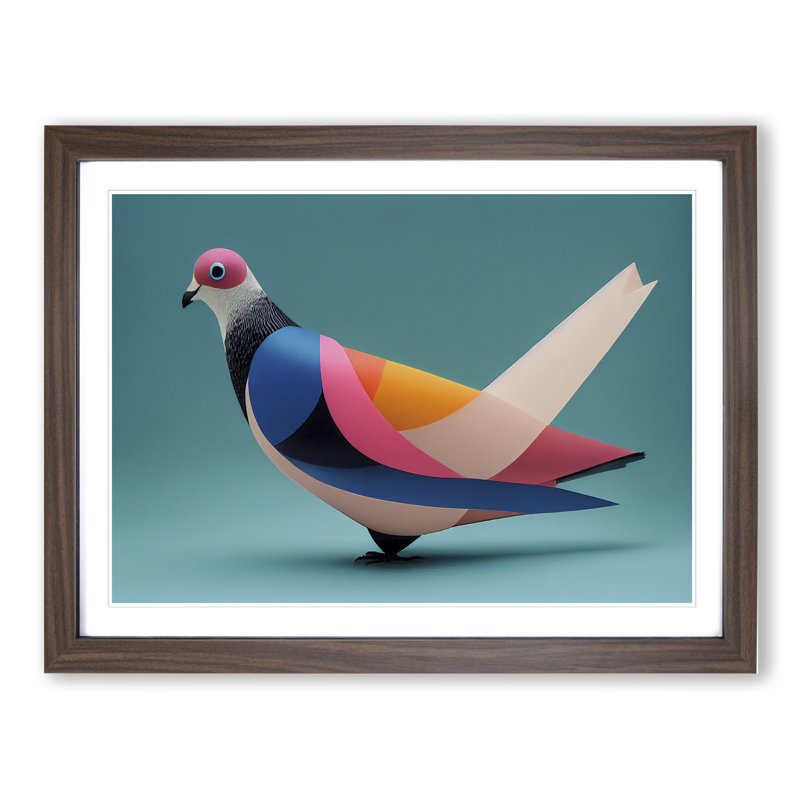 Abstract Pigeon Bird Vol.3 - Framed Print, 25cm H x 34cm W x 2cm D, Walnut