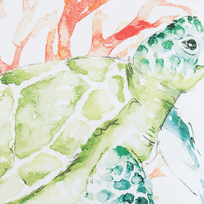Colorful Sea Turtle Watercolor Print Square Throw Pillow