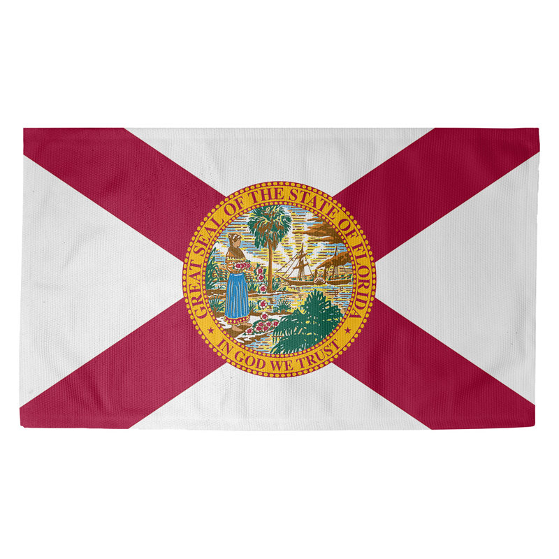 Tapis de porte d’intérieur floride flag Fawcett, Rectangle 3 pi 3 po x 5 pi 3 po