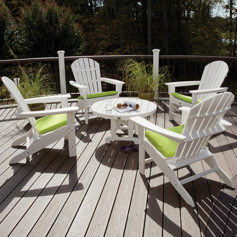 TREX Outdoors Yacht Club Shellback 5-Piece Adirondack Conversation Group, Classic White