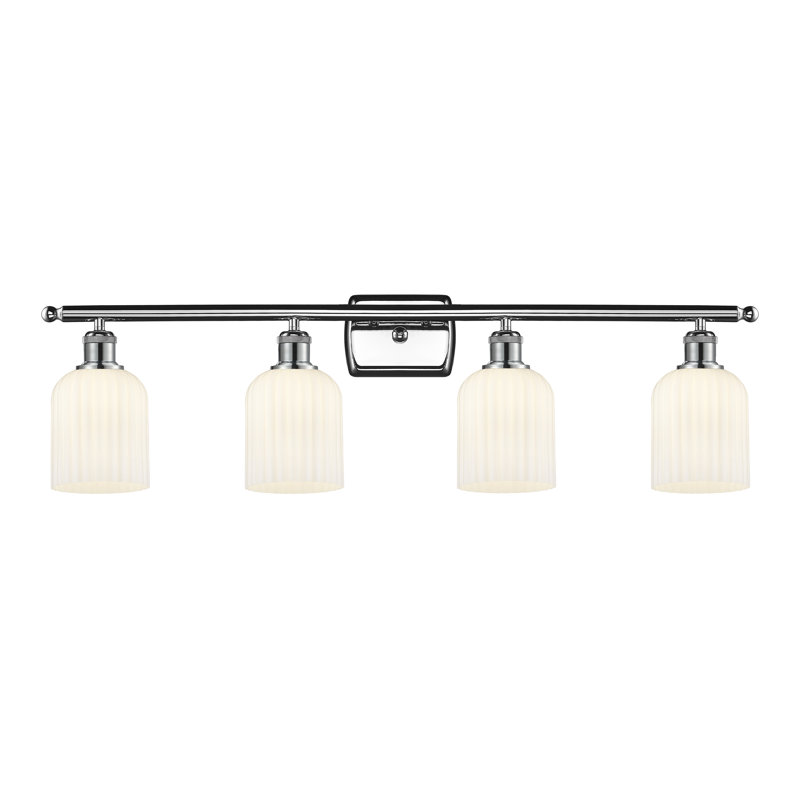 Éclairage pour meuble-lavabo à 4 lumières à intensité variable Fiennes Veil, Chrome poli, Blanc brillant