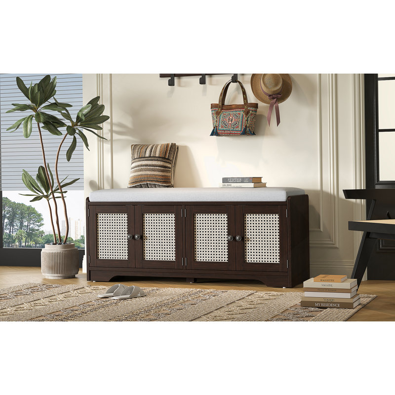 Banc de rangement Rustic, Beige/Espresso
