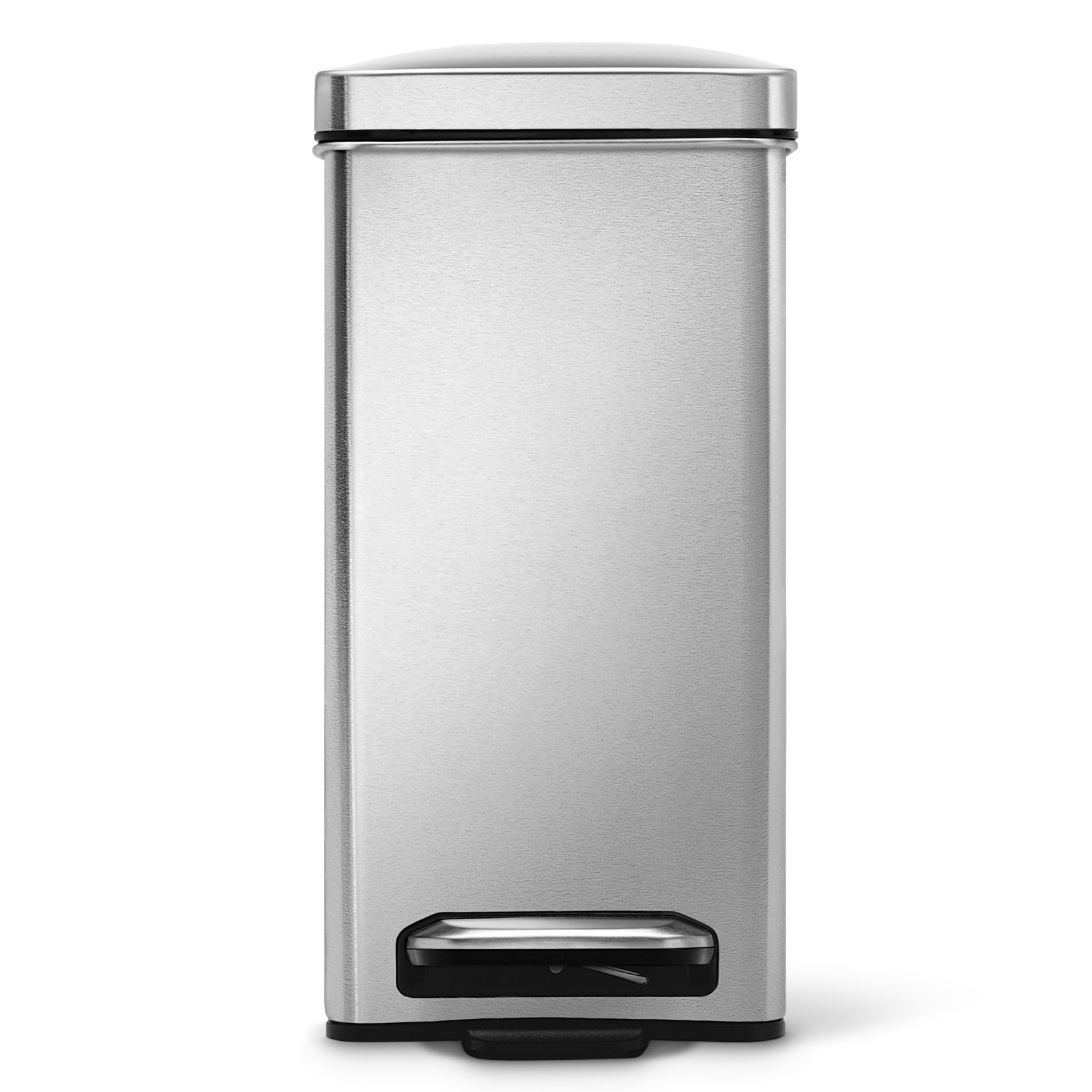 simplehuman 10 Liter / 2.6 Gallon Stainless Steel Bathroom Slim Profile Trash Can, Brushed