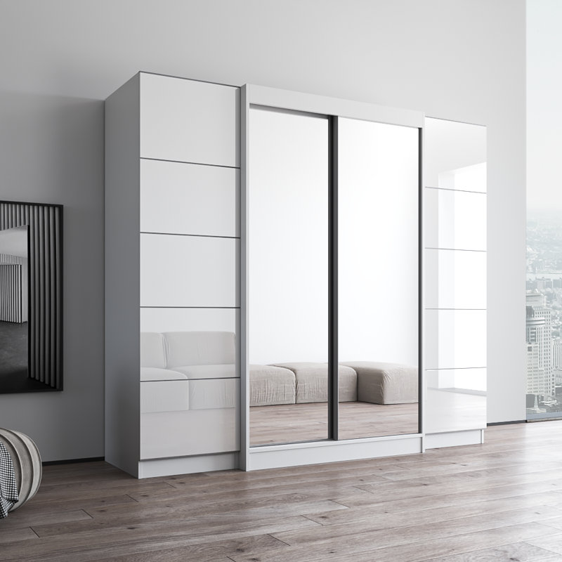 Armoire Aria 90,6 "2D120-EXEX avec 2 miroirs, H 79 po x l 91 po x P 26 po, Blanc