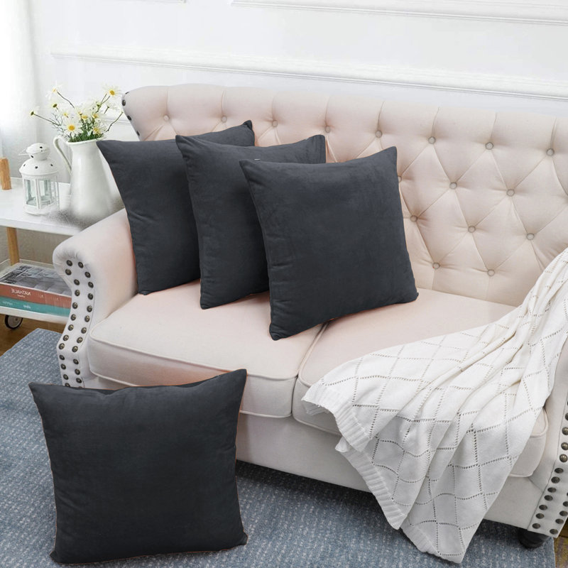 Supersoft Velvet Square Throw Pillow Cover, Gun Metal