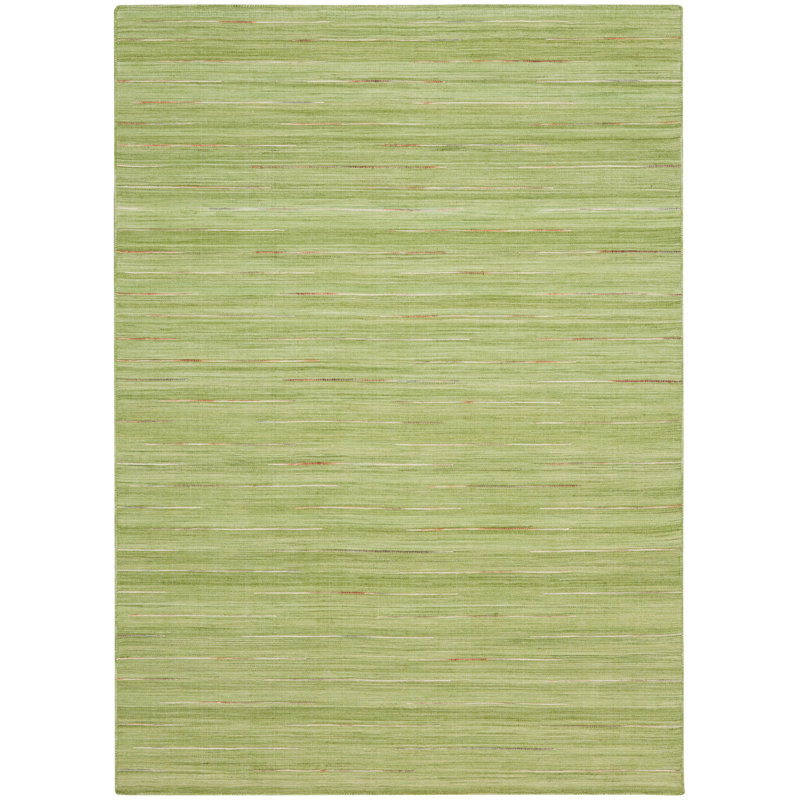 Anerinda Solid Hand Loomed Wool/Cotton Area Rug in Green, Rectangle 6' x 9'