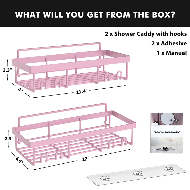 Support de rangement pour tablette de douche, Rose