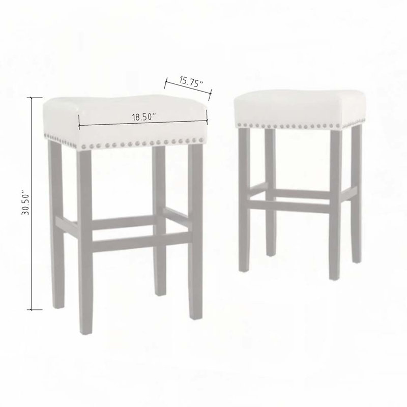 Tabouret de bar 30 po en cuir reconstitué sans dossier, Ivoire ivoire, Tabouret de comptoir (siège d'une hauteur de 30 p