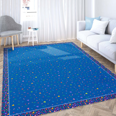 Tapis bleu à motif géométrique Well Woven Crayola