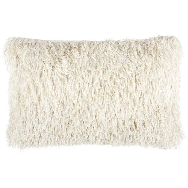 14" X 24" Long Shag Throw Pillow, Ivory