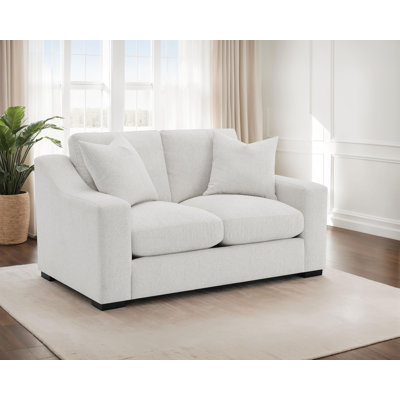 Latoria Upholstered Sloped Arm Loveseat White by Hokku Designs