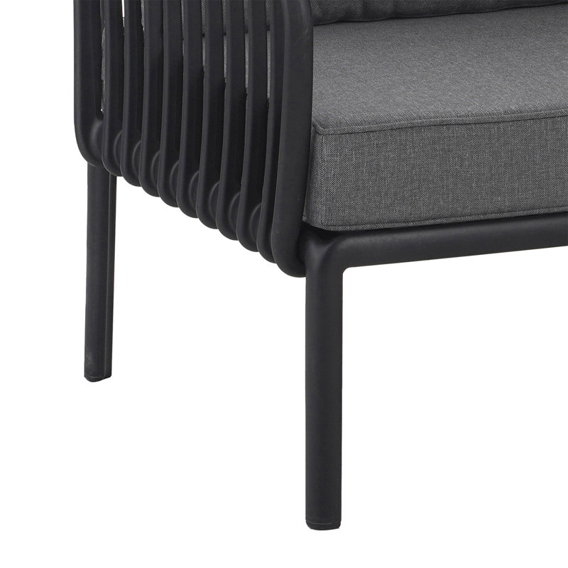 Ensemble de conversation pour patio 9 pièces, Gris foncé, Noir