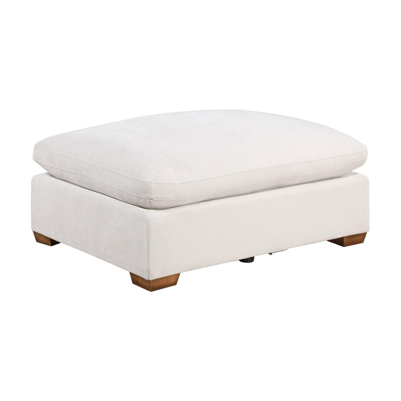 Rectangular Upholstered Ottoman, Ivory