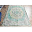 Grand tapis en laine vert turc tissé à la main, idéal pour la salle à manger avec des motifs tribaux nomades discrets et une influence Oushak
