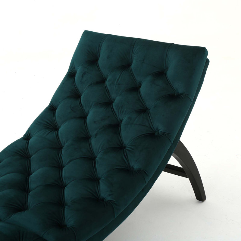 Chaise longue avec tissu en velours, Bleu sarcelle